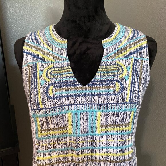 Tribal Jeans Tank Top Size Small Tunic Embroidered Boho Gypsy Hippie V Neck - Picture 2 of 8